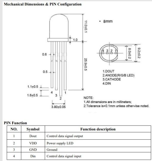 LED RGB 10mm WS2811 addressable