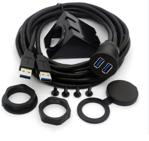 USB 3.0 Flush Mount Cable, Dual USB Flush Panel Mount + Cable