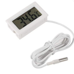 Temperature LCD Digital Thermometer with 1M Probe - White