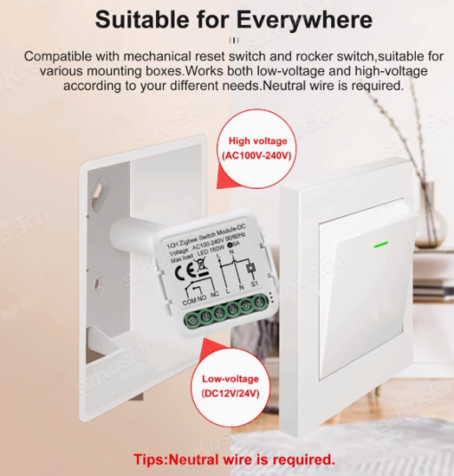 Tuya dry contact intelligent switch module