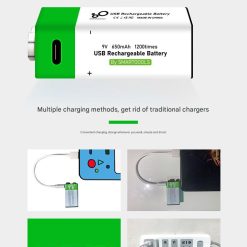 Alternative view of 9v USB-C Rechargeable  Battery